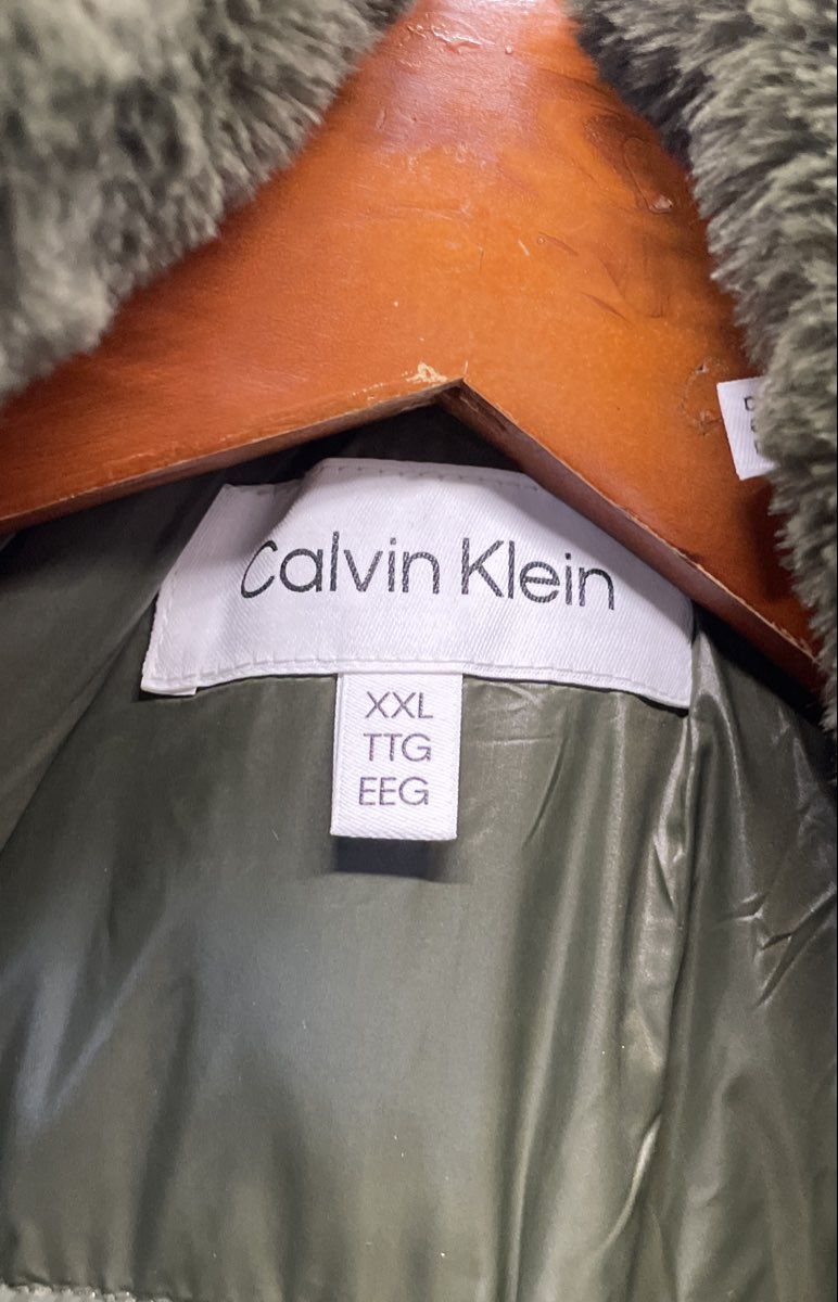 Calvin Klein Women's Olive Green Sorona Aura Hooded Puffer Parka Jacket Sz XXL