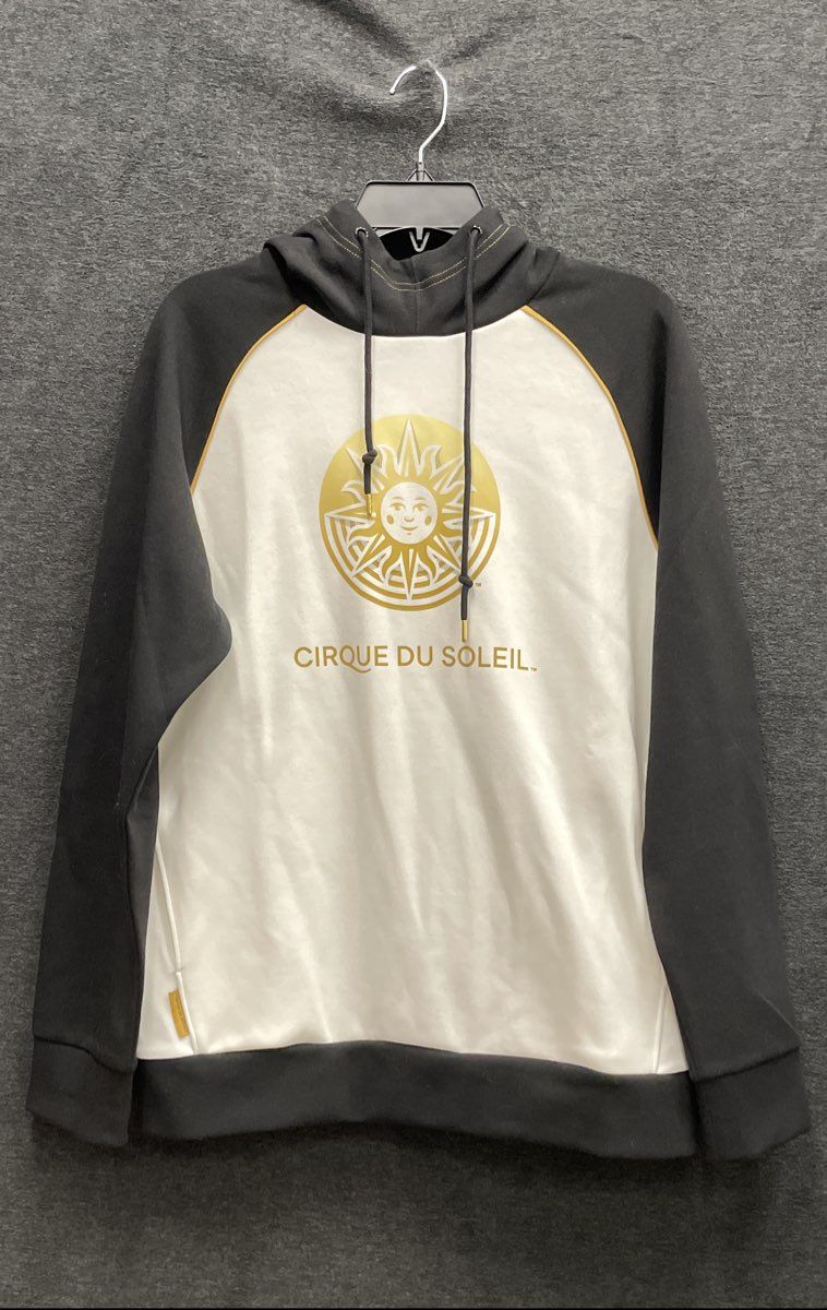Cirque du Soleil Pullover Hoodie Sweatshirt Black White Gold Sun Graphic