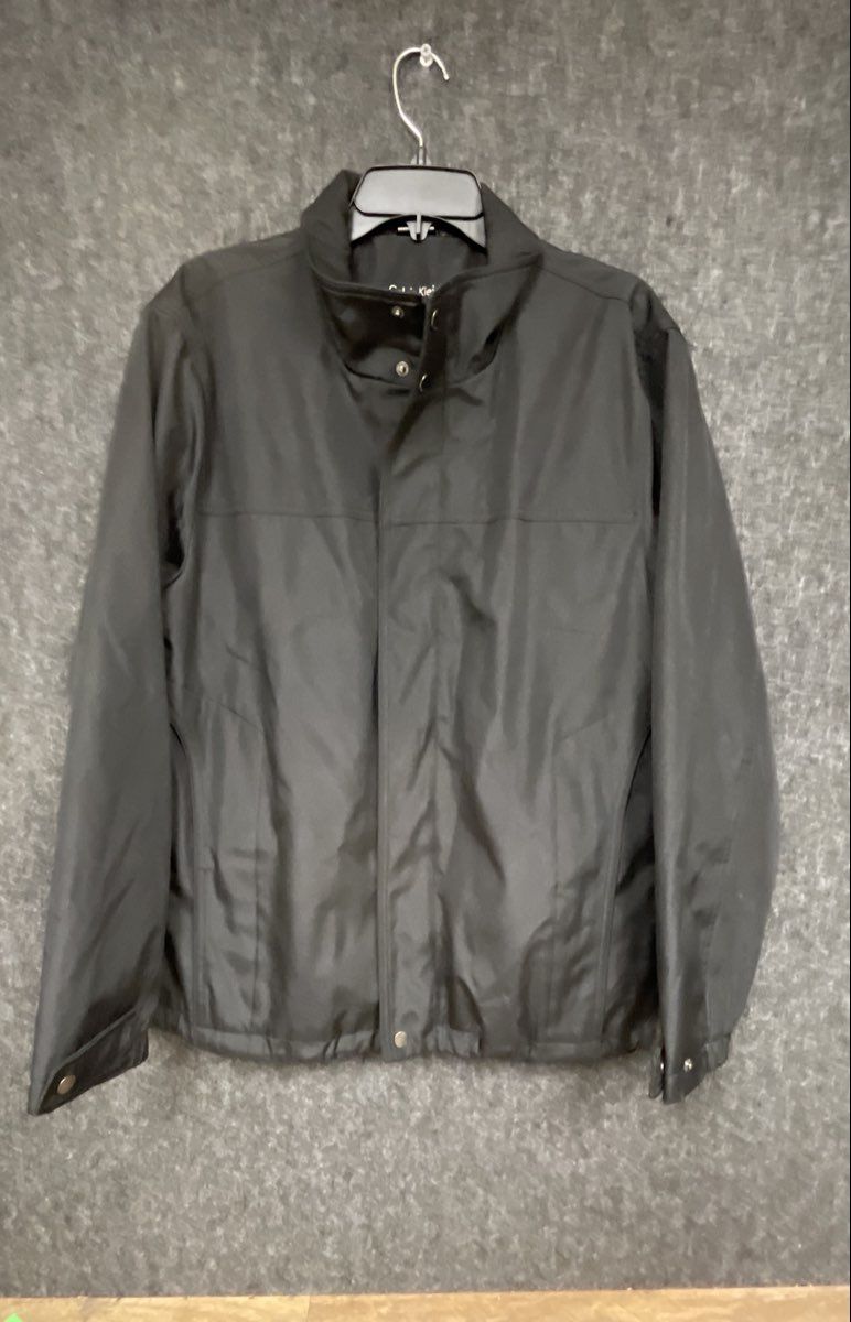 Calvin Klein Men's Black Water Resistant Windbreaker Full Zip Jacket Sz M