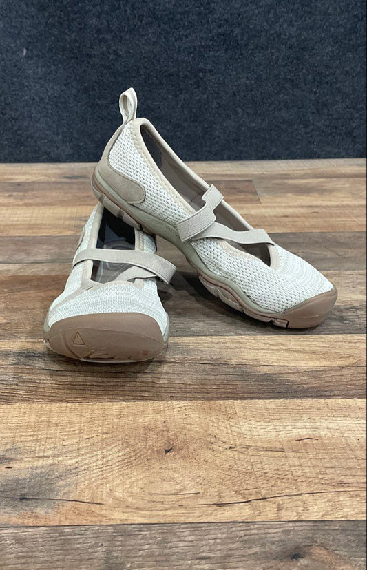 Keen Lorelai Mary Jane Silver Birch Grey Mesh Slip-On Shoes Women's Size 6.5
