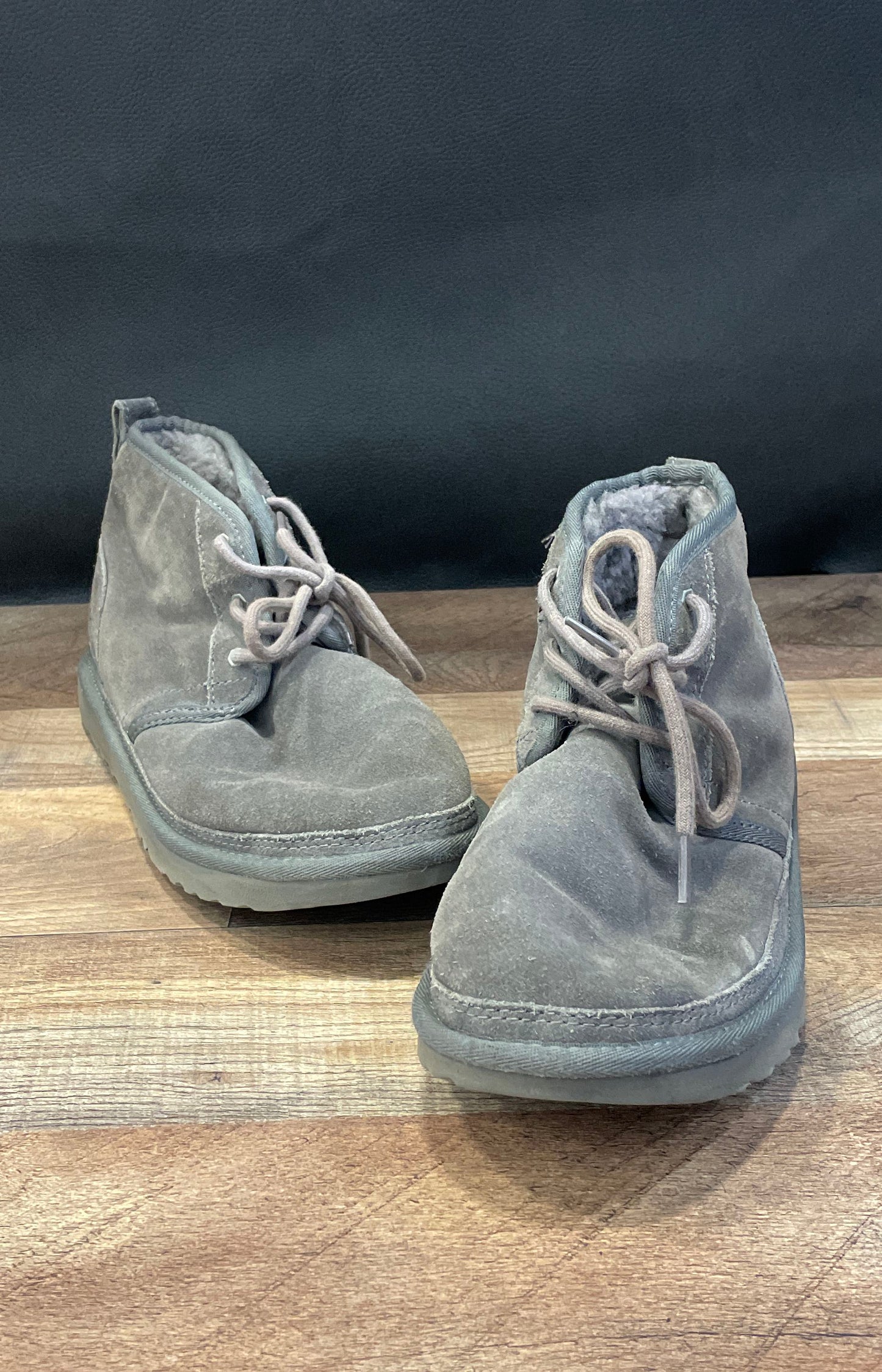 UGG Neumel Grey Suede Lace Up Ankle Boots Women's Size 6