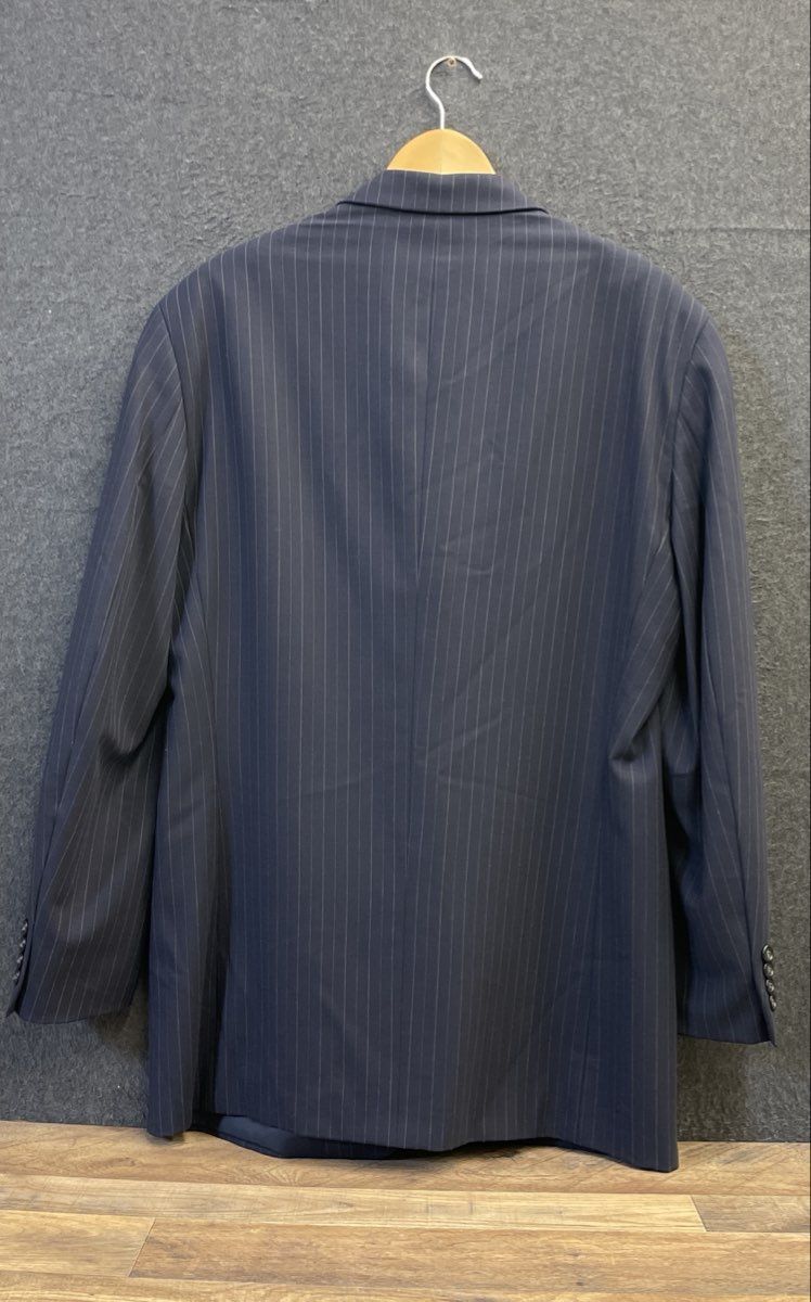 Nautica Men's Navy Blue Pinstripe 100% Wool 3-Button Blazer Sport Coat Sz 42L