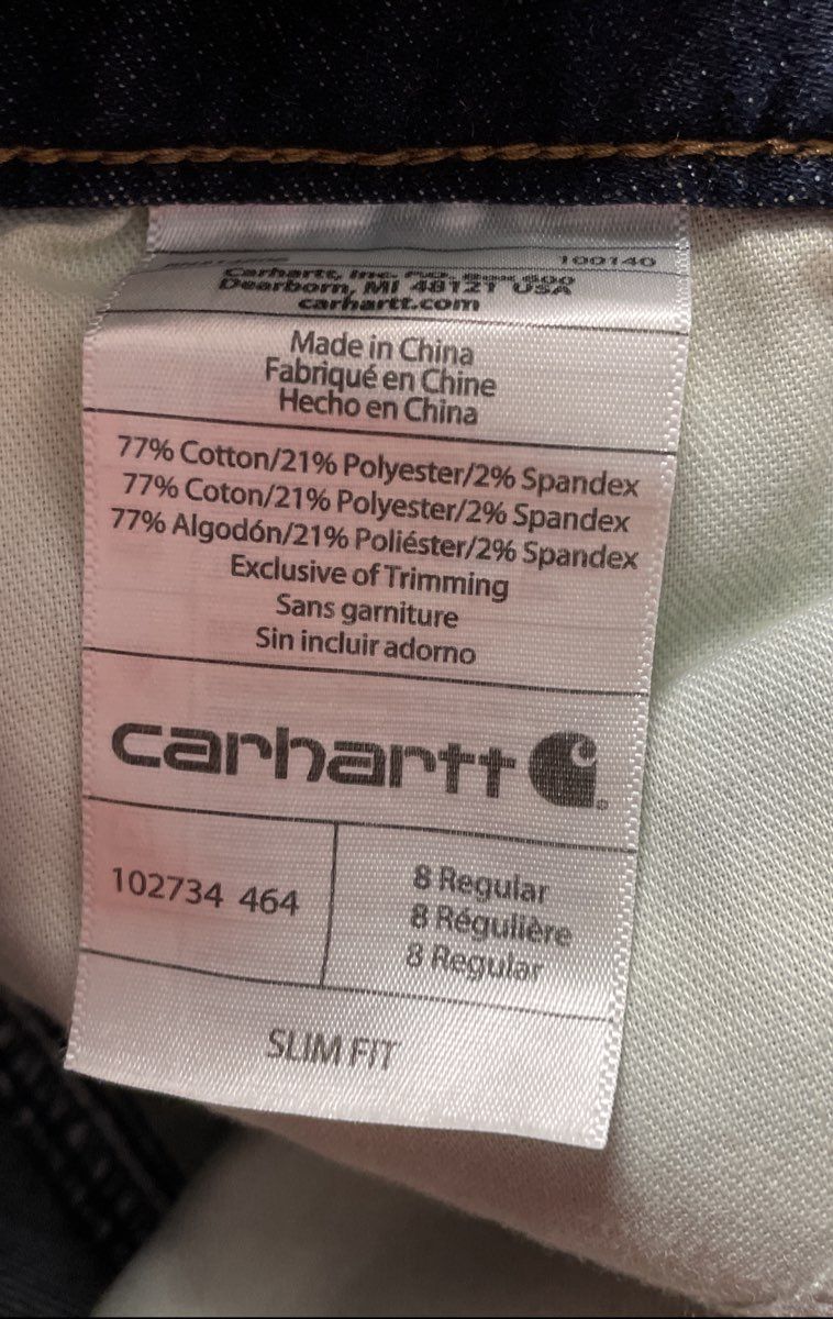 Carhartt Women's Layton Slim Fit Skinny Leg Dark Blue Denim Jeans Sz 8 Regular