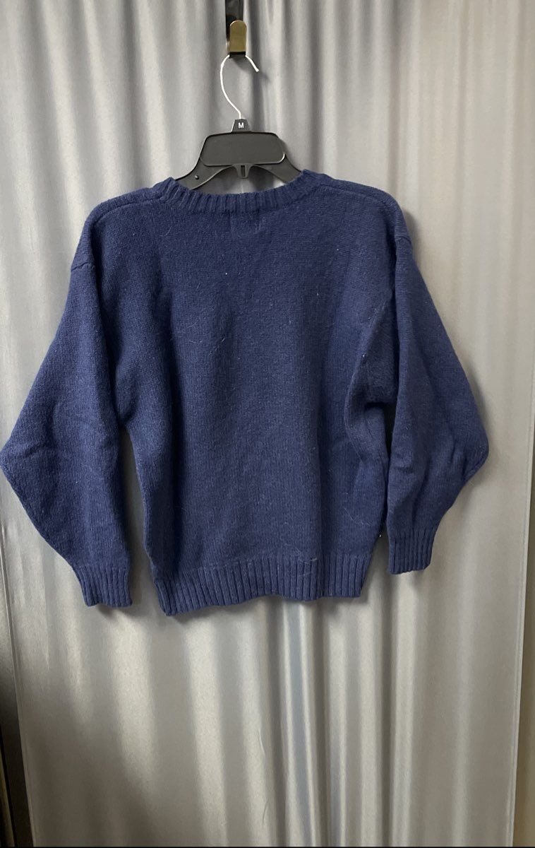 Vintage Picket & Post Blue Shetland Wool Crewneck Sweater Sz M