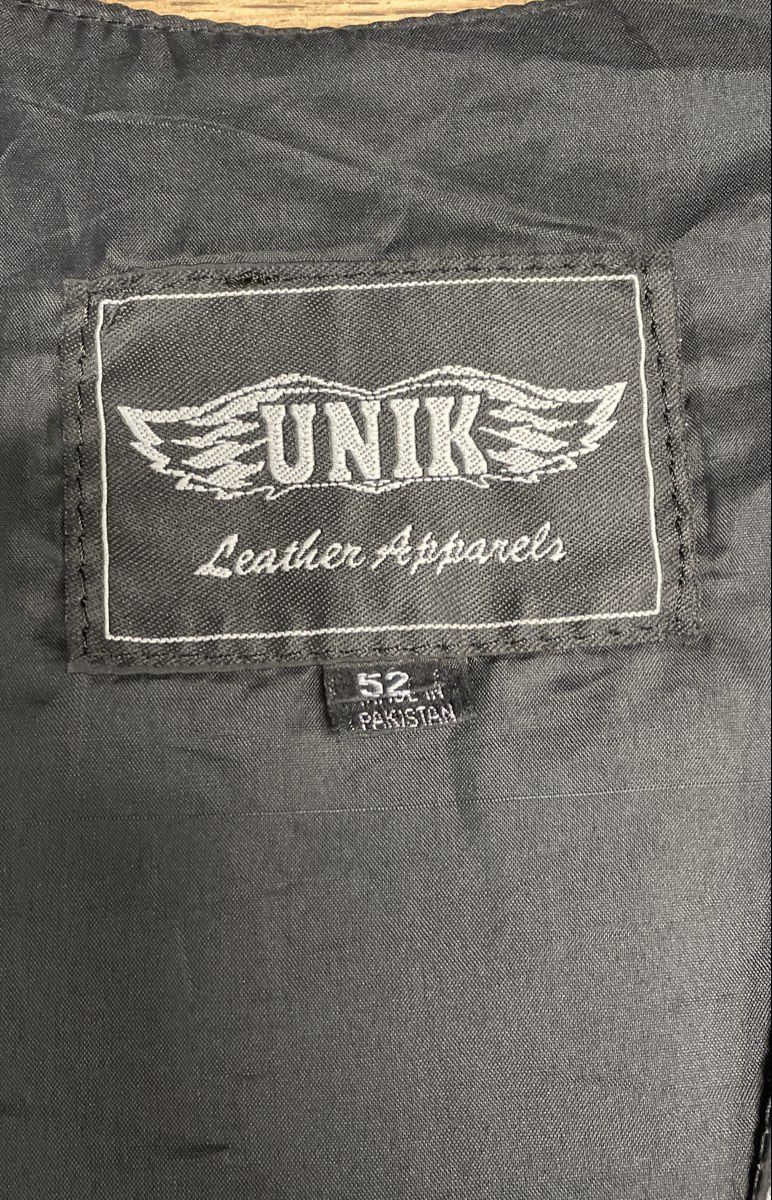UNIK Leather Apparels Men's Black Biker Vest Lace Up Sides Snap Front Sz 52