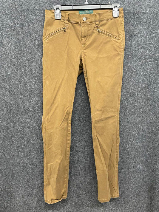 Lauren Jeans Co Ralph Lauren Women's Brown Moto Zipper Skinny Leg Pants Sz 2