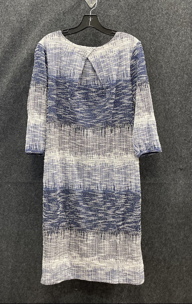 New York & Company Women's Blue White Textured Stretch Sheath Dress NWT Sz L