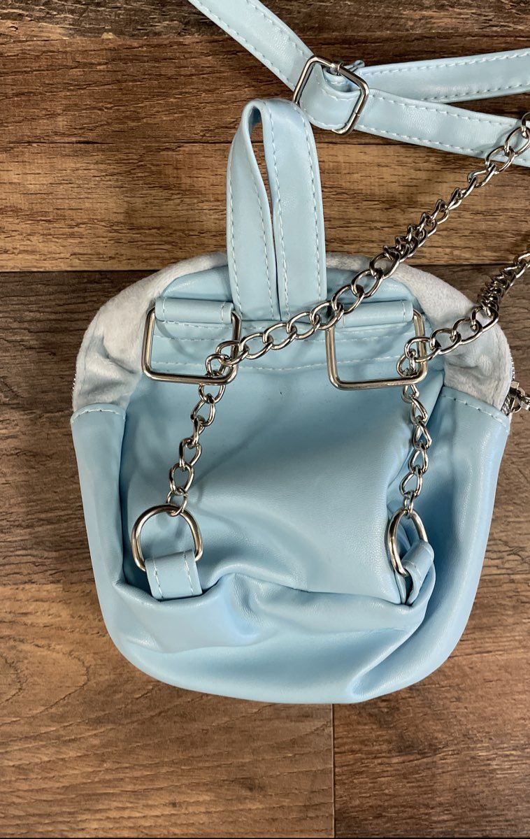 Juicy Couture Kids Light Blue Velour Rhinestone Mini Backpack Crossbody Bag