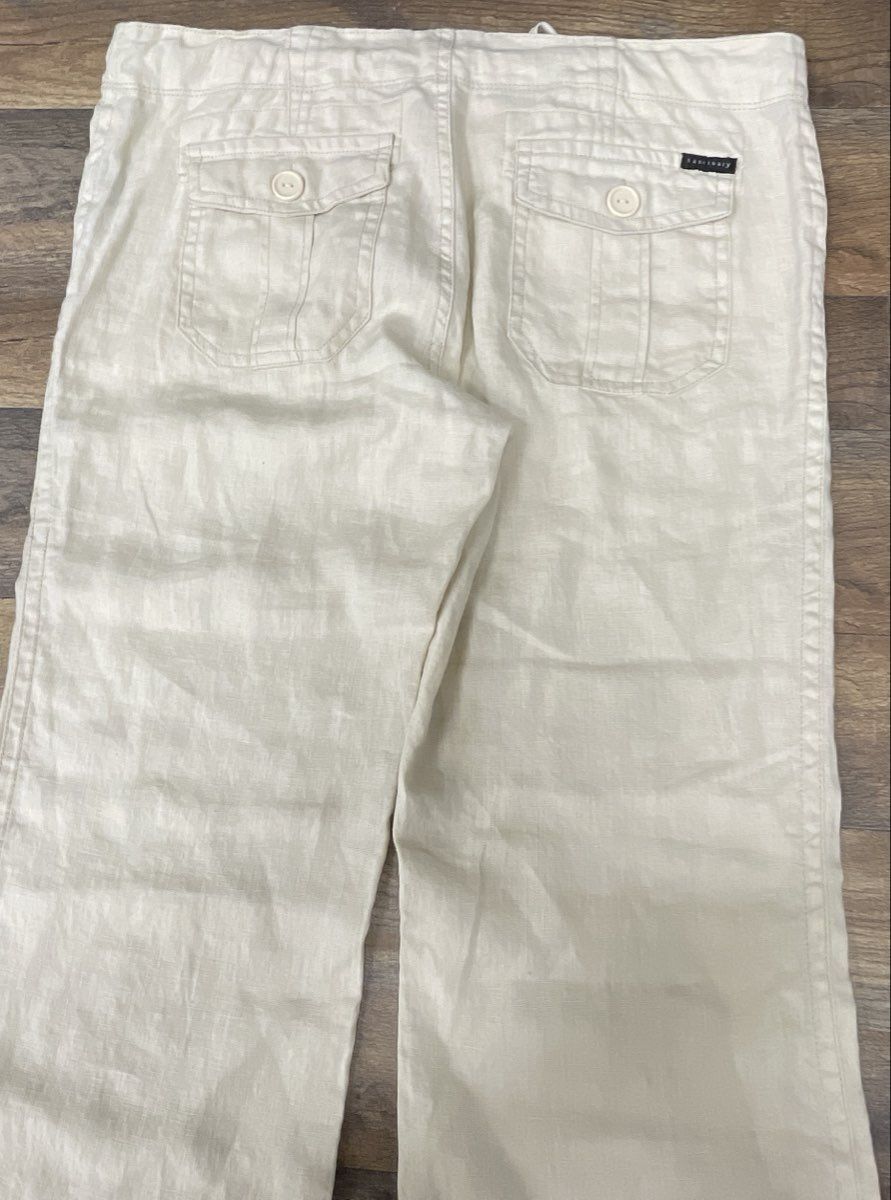 Sanctuary Women's Ivory Beach Comber Pant Drawstring Wide Leg Linen Size M