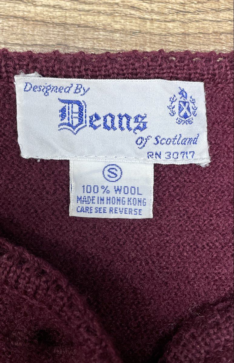 Vintage 90s Deans of Scotland Women's Purple Pure Wool Cardigan Sweater Sz 6