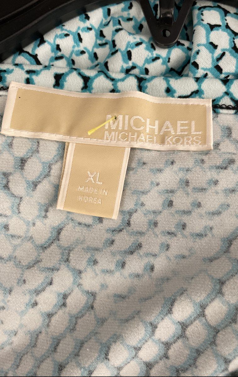 Michael Kors Women's Turquoise Snakeskin Print Boat Neck Geometric Dress Sz XL