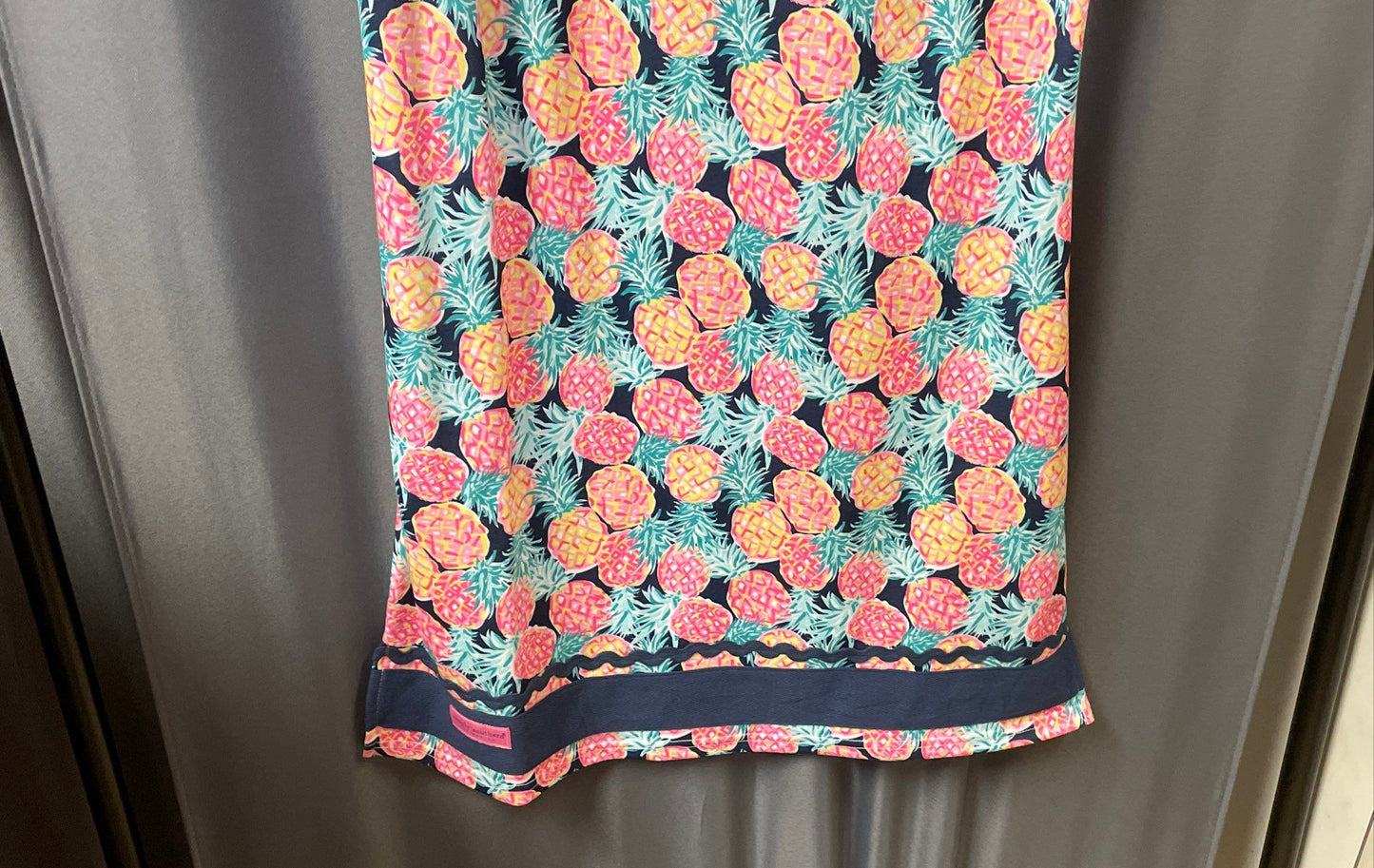 Simply Southern Women's Pineapple Tunic Dress Pink Navy Sleeveless Rickrack Sz S