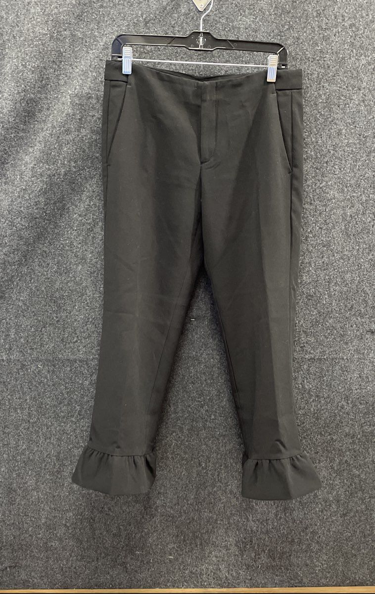 Banana Republic Women's Logan Crop Pants Black Ruffle Hem Stretch Tapered Size 4