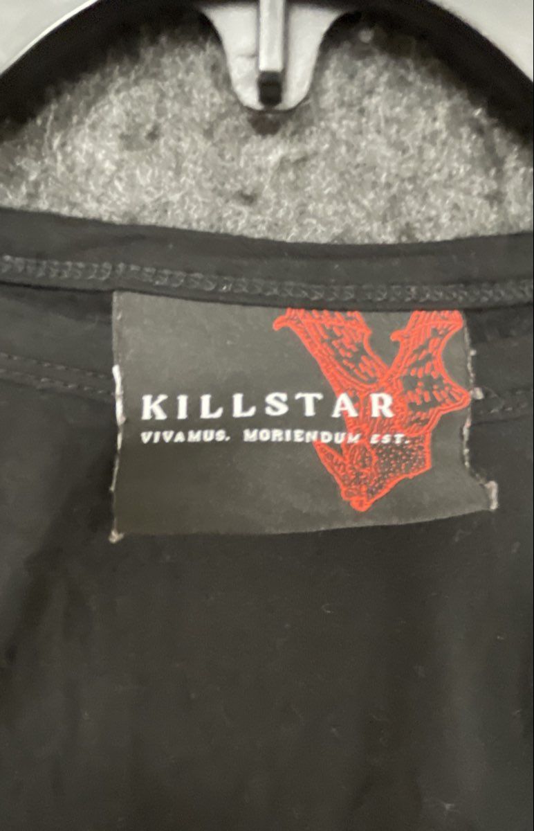 Killstar Women's Black Snake Graphic Mesh Shoulder Cut Out Top Sz XS