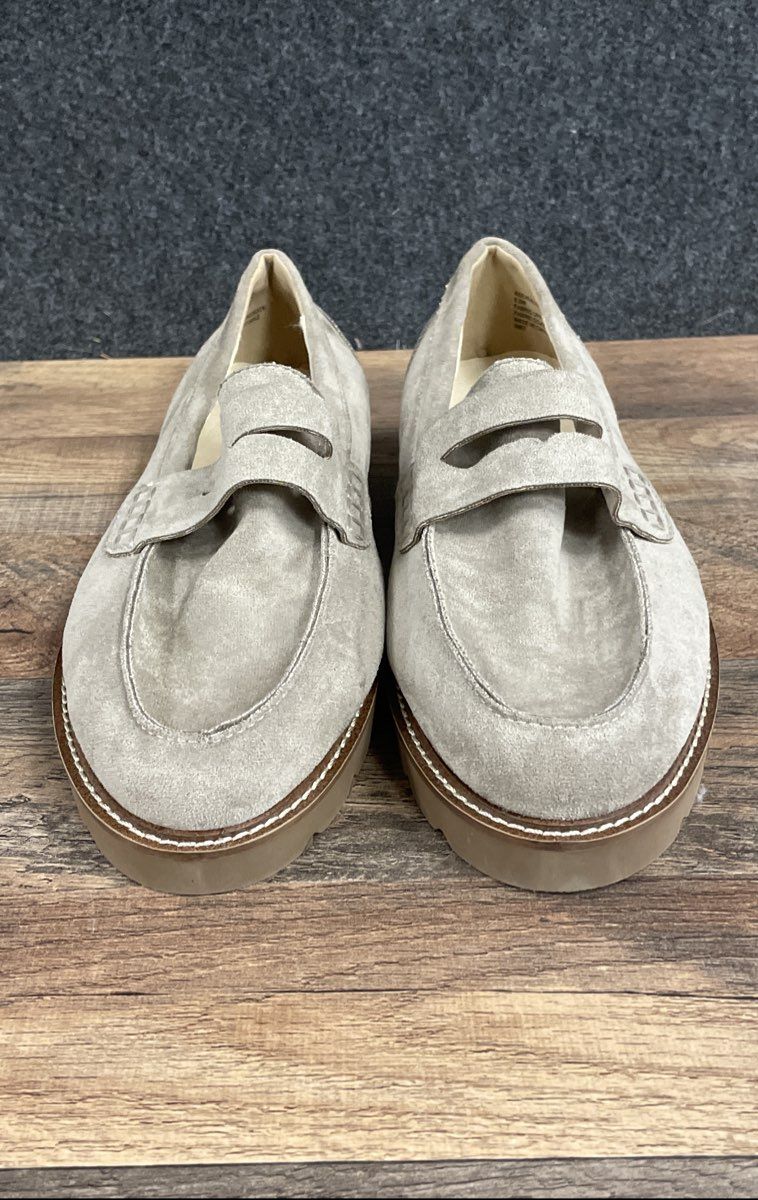 Anne Klein Everly Grey Fabric Suede Penny Loafers Women's Size 9.5W