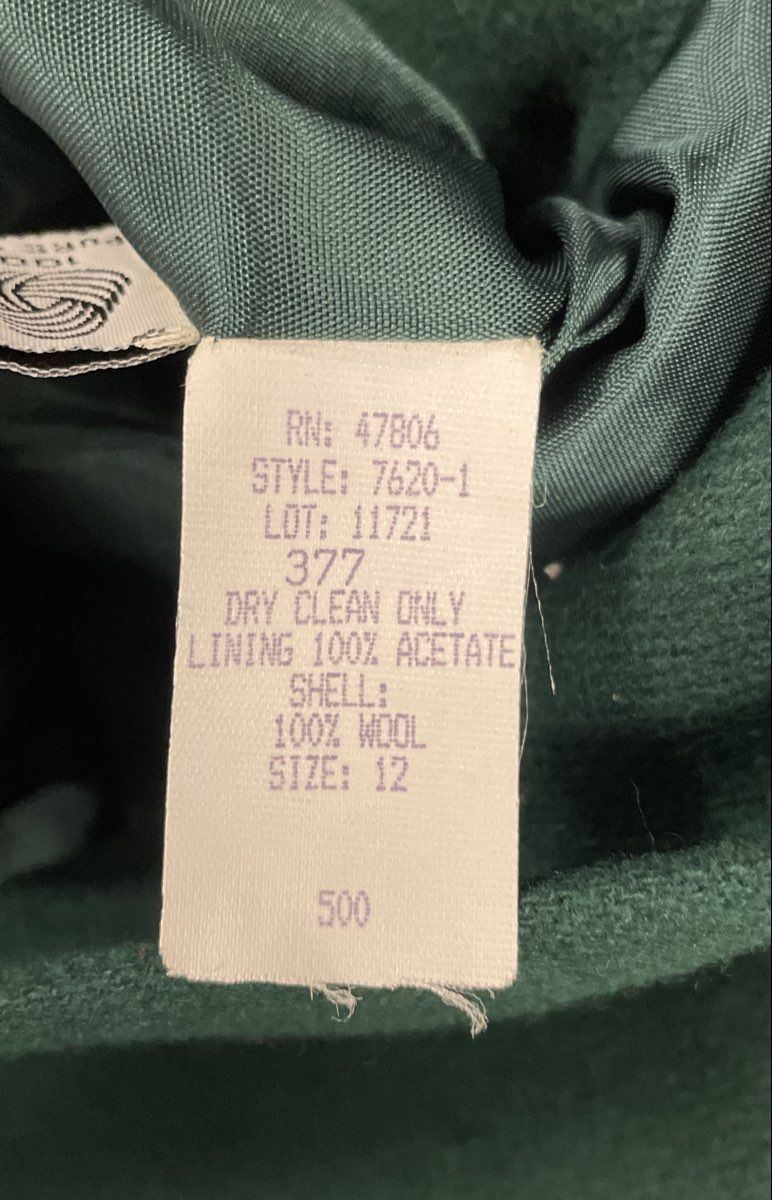Vintage 90s Oleg Cassini Women's Green Wool Double Breasted Blazer Sz 12