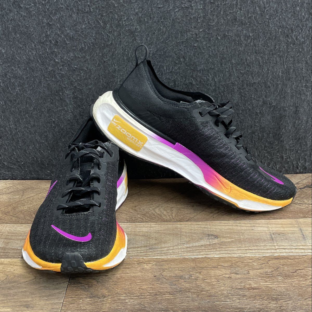 Nike ZoomX Invincible Run Flyknit 3 Black Multi-Color Running Shoes Size 8