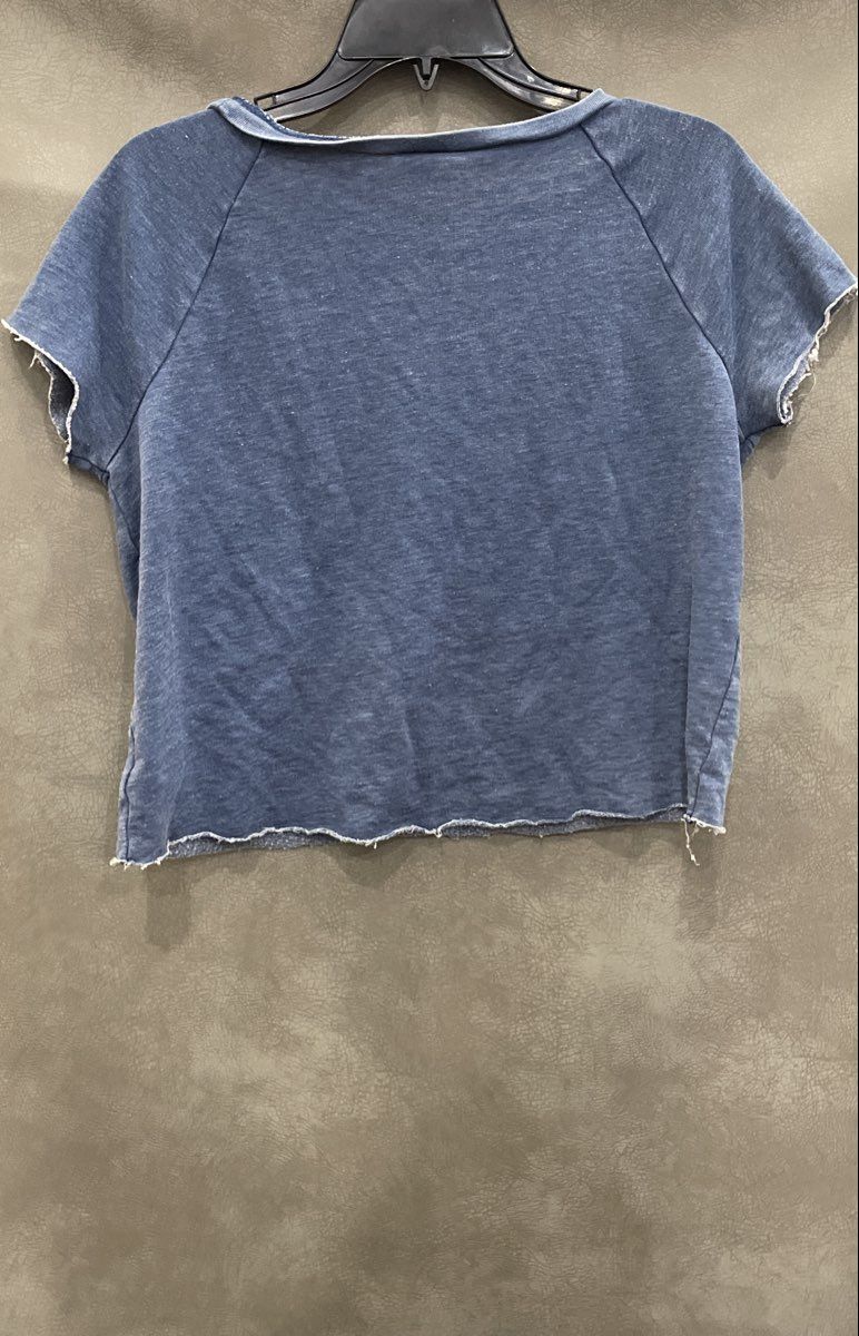 Tokyo Darling Women's Blue Octopus Graphic Raw Hem Raglan Crop Top Size M