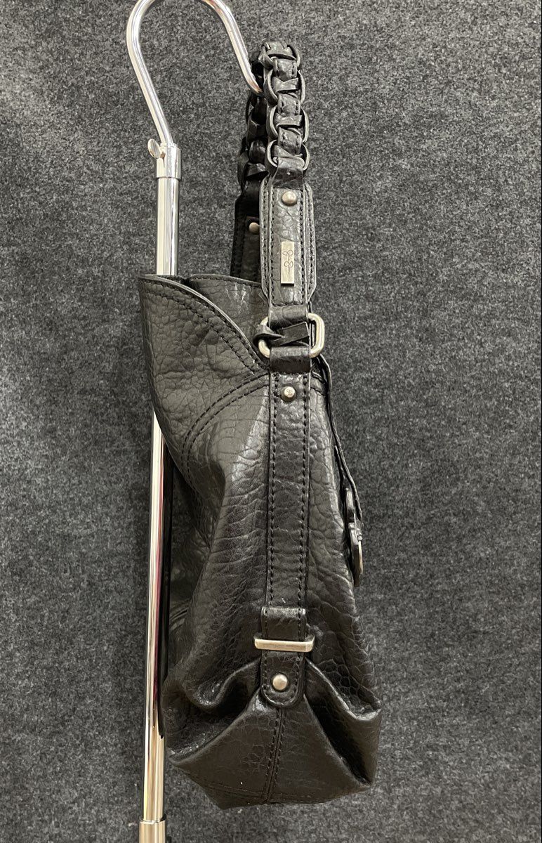 Jessica Simpson Black Leather Braided Handle Hobo Shoulder Bag Large