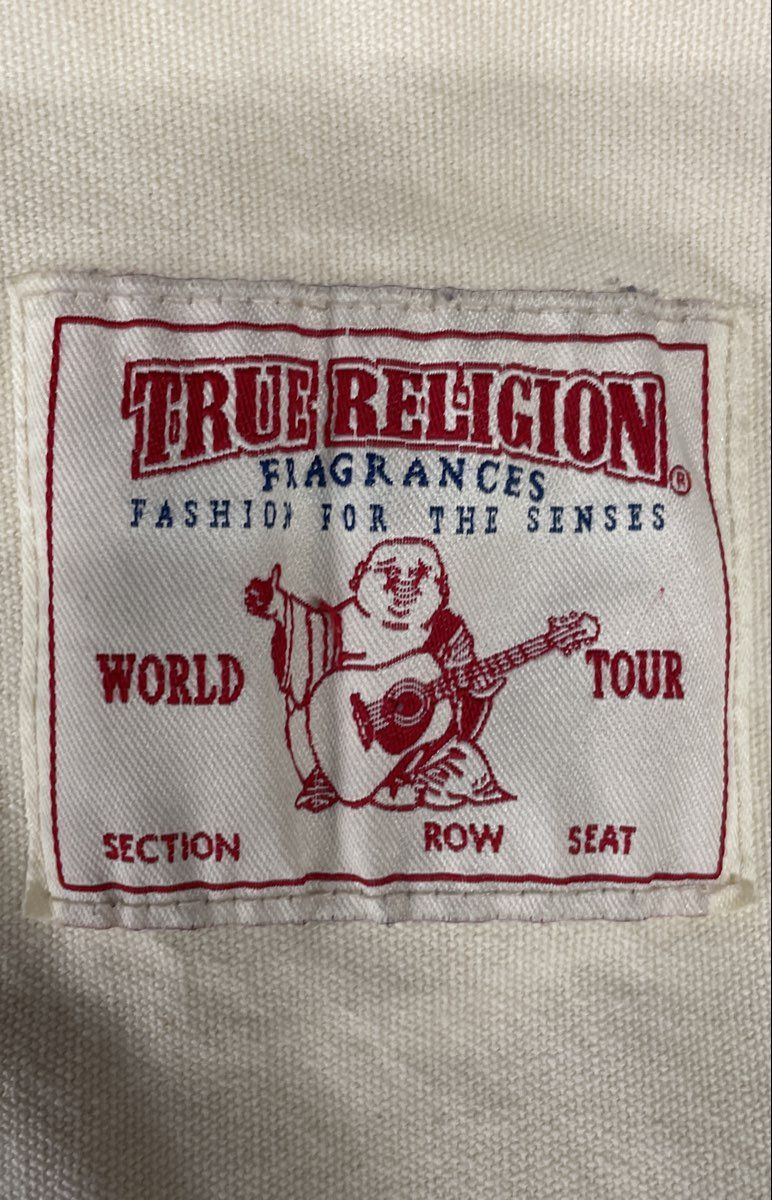 True Religion Canvas Tote Bag World Tour Fragrances Graphic Print Buddha Cream