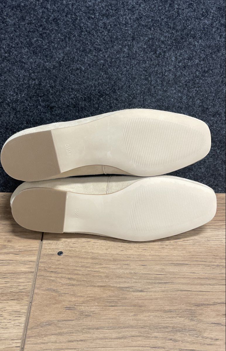 Talbots Beige Suede Woven Square Toe Loafers Flats Women's Size 5.5 M