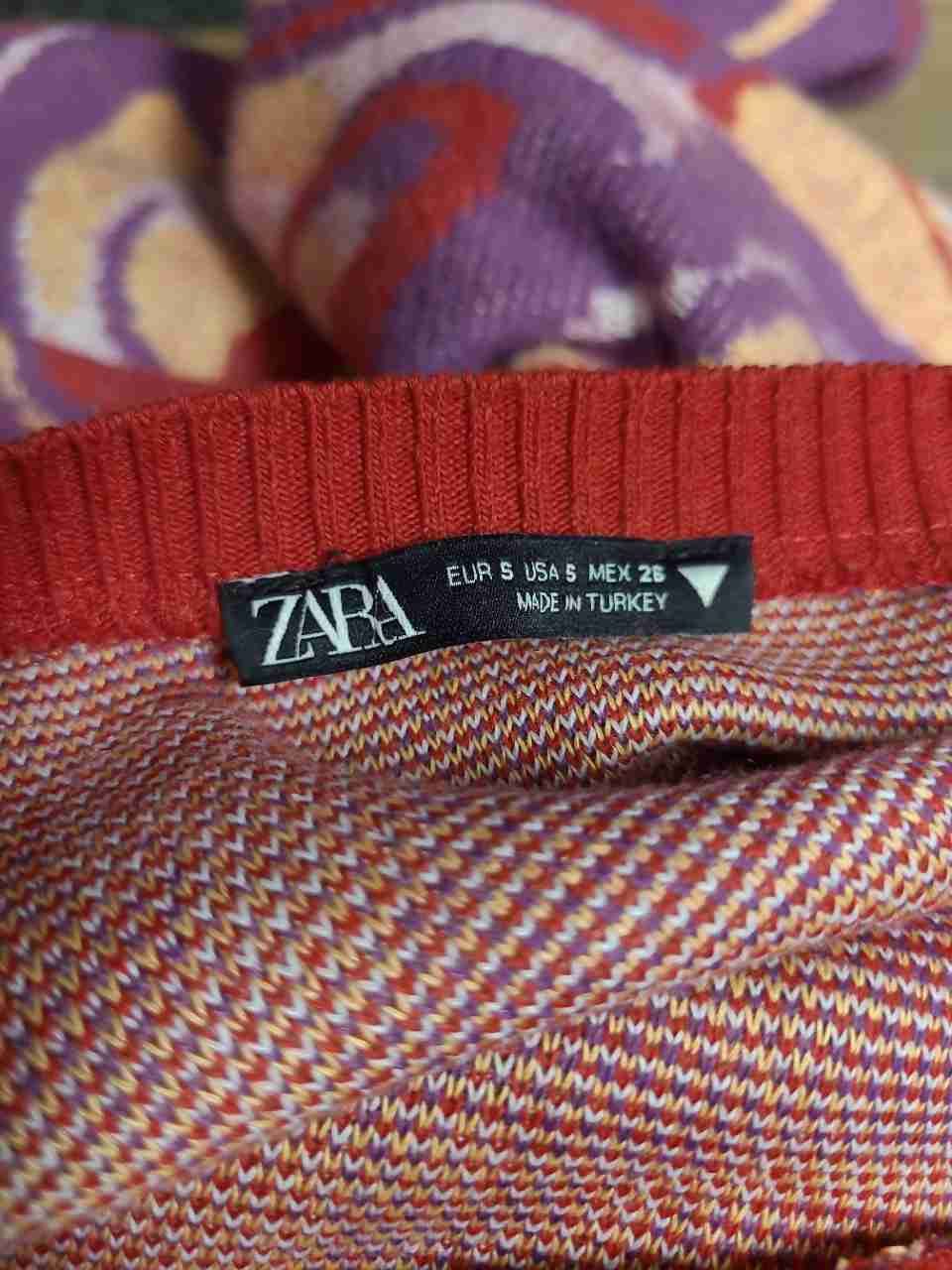 Zara Women's Cropped Sweater Psychedelic Swirl Multi-Color Red Purple Sz S