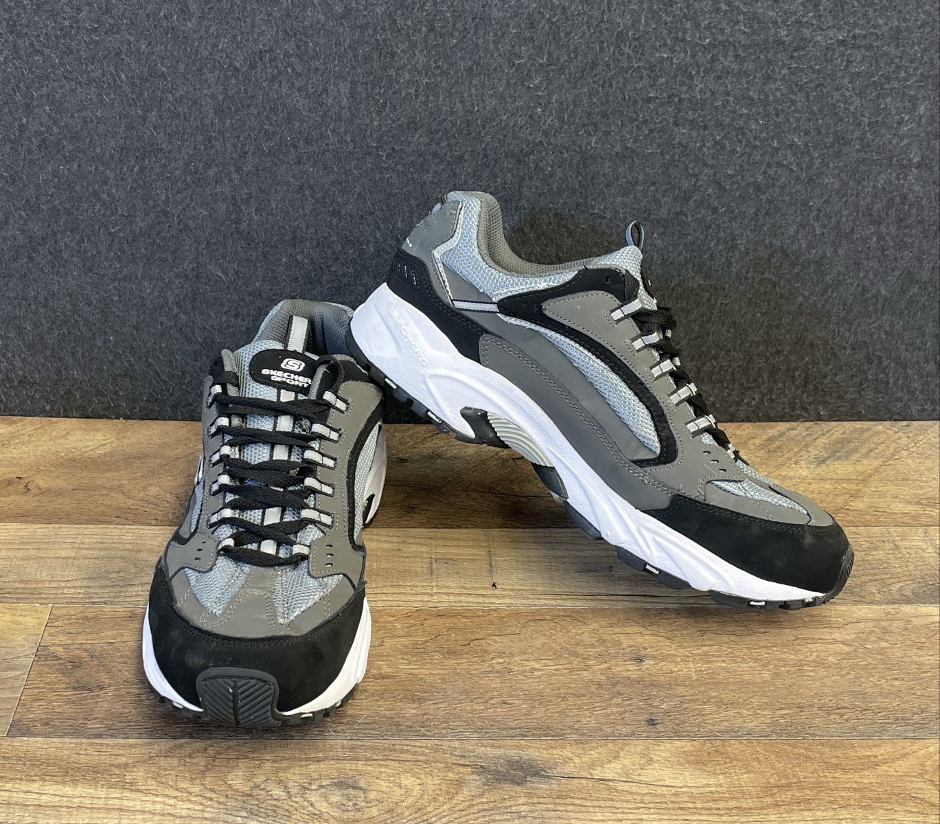 Skechers Sport After Burn Charcoal Black Men's Size 12 EW Extra Wide 51286EW