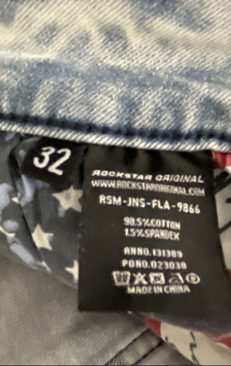 Rockstar Original Men's Tyrell Stacked Flare Jeans Light Blue Acid Wash Sz 32