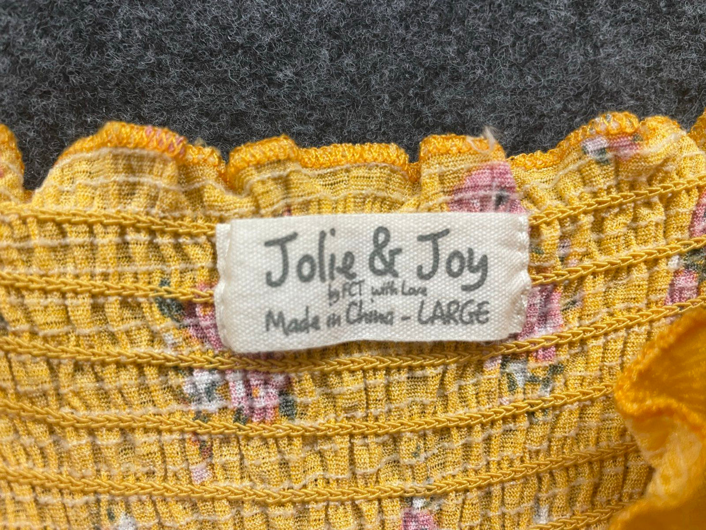 Jolie & Joy Women's Yellow Floral Smocked Tiered Ruffle Summer Dress Sz L
