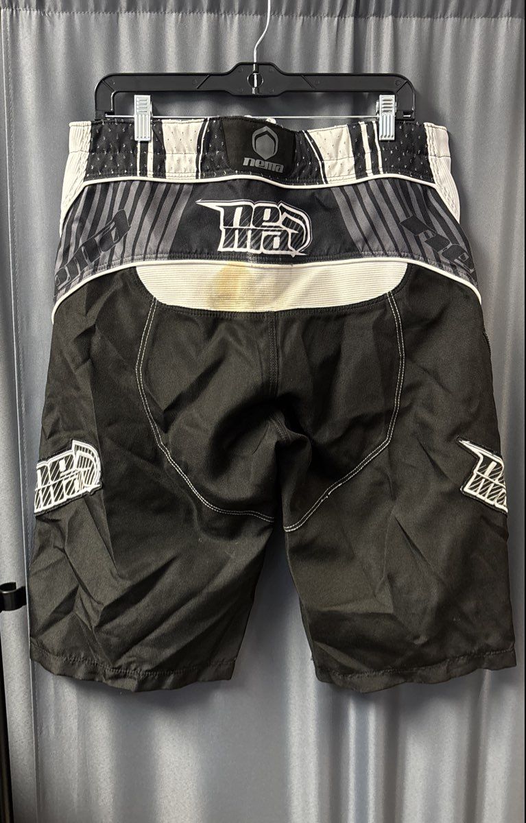 Vintage Nema BMX Downhill MTB Motocross Riding Race Shorts Black White Sz 36