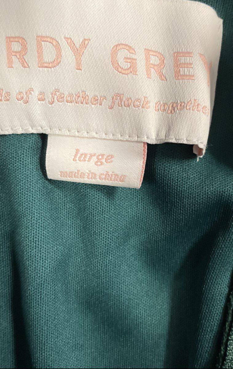 Birdy Grey Women's Dark Green Ruched Chiffon Maxi Dress High Slit NWT Sz L