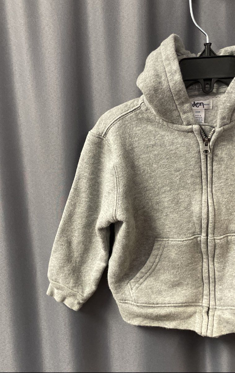 Polo Ralph Lauren Toddler Gray Full Zip Hoodie Navy Pony Logo Sz 24T