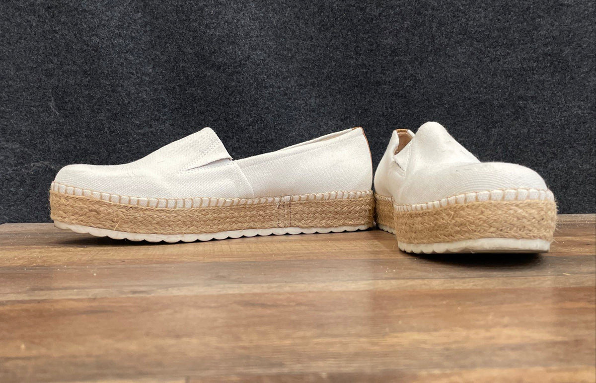 Dr. Scholl's White Canvas Platform Espadrille Slip-On Shoes Women's Size 10M