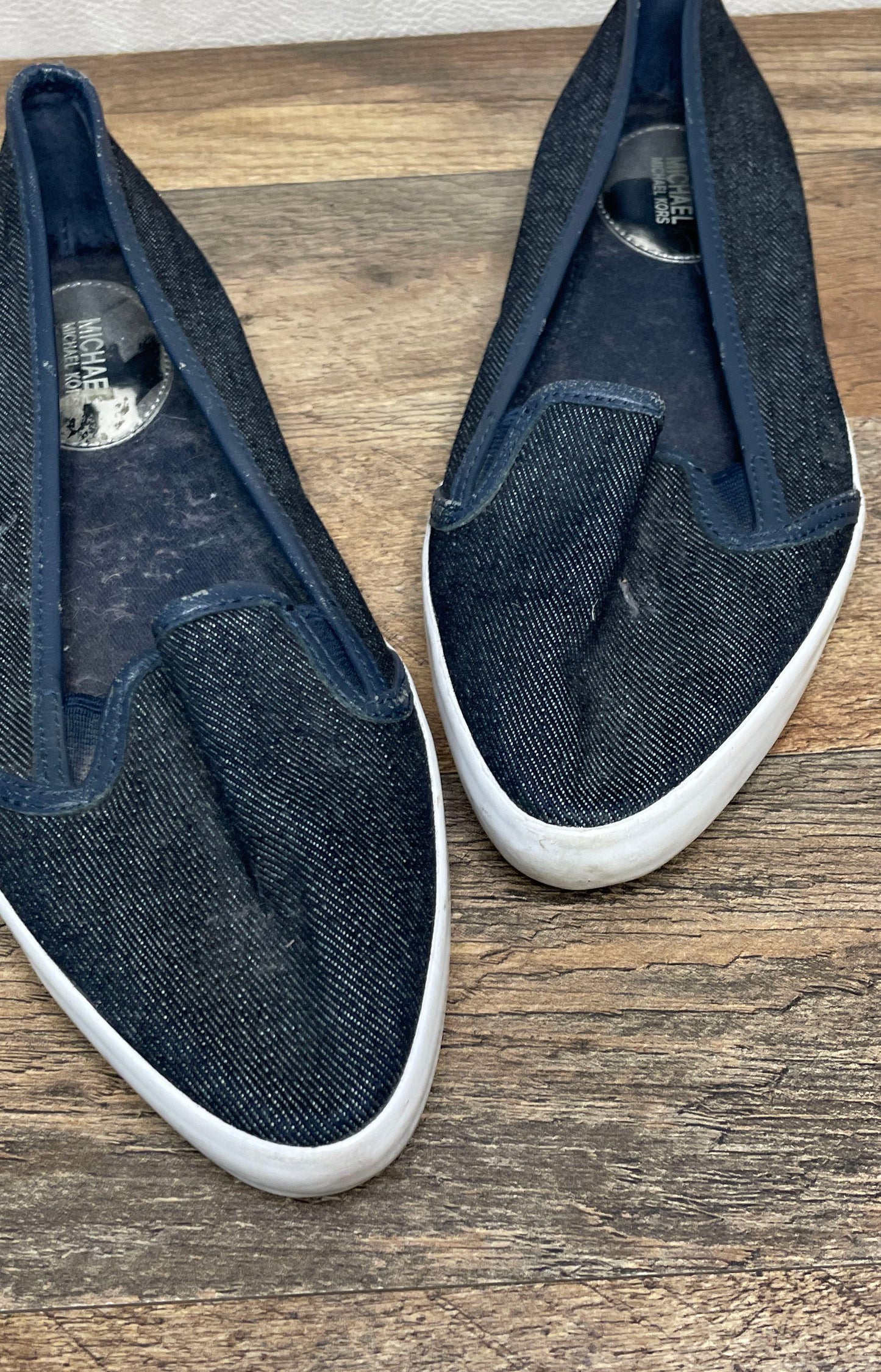 Michael Kors Navy Blue Denim Textile Slip-On Sneakers Size 8M