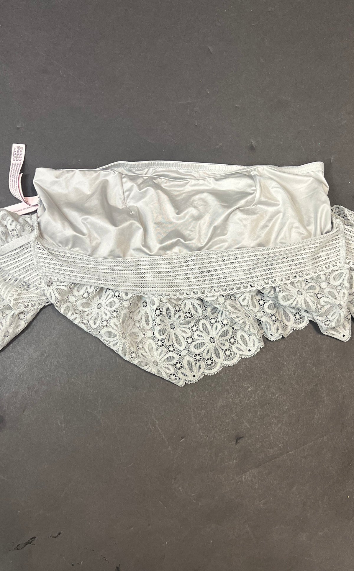 Victoria's Secret Women's Light Blue Lace Ruffle Strapless Bandeau Bralette Sz S