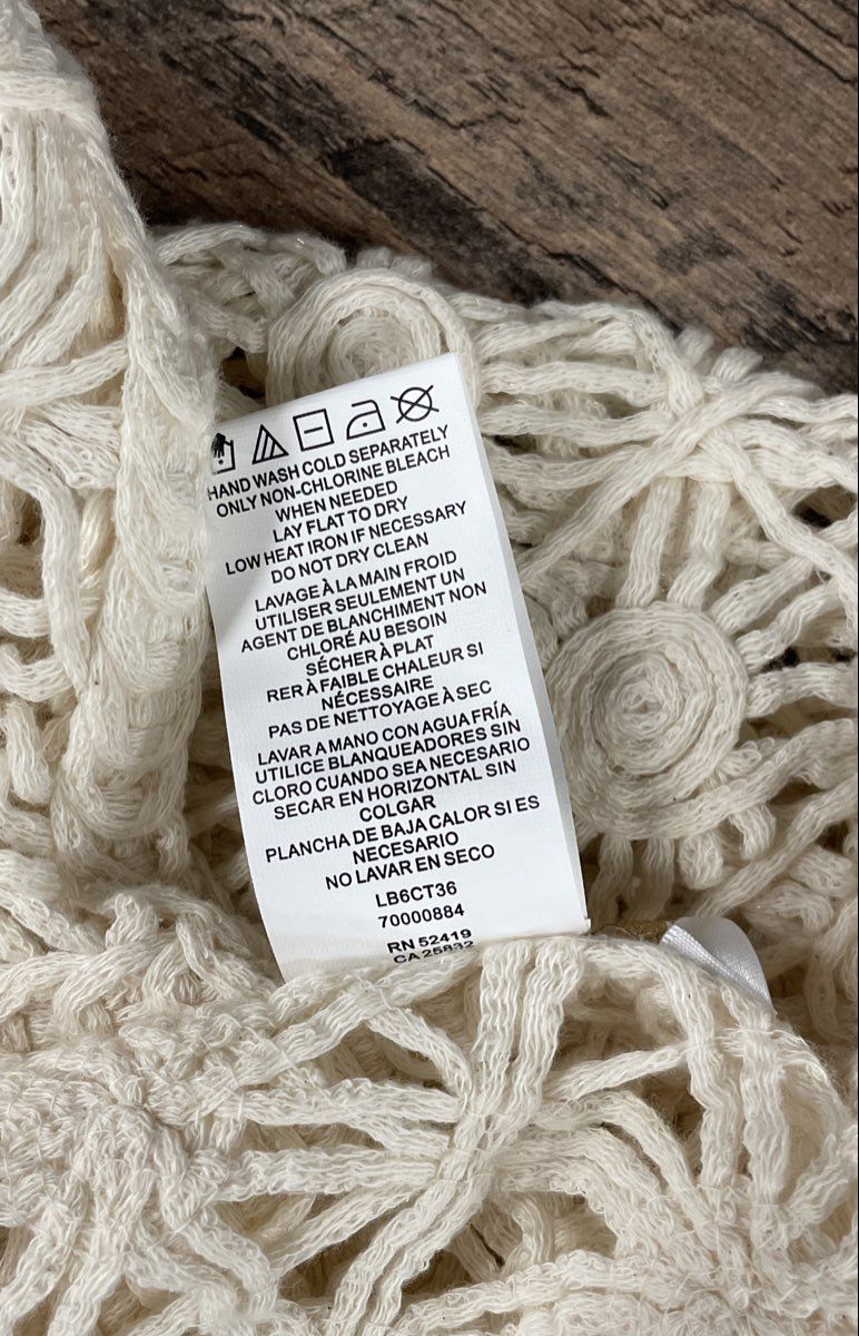 La Blanca Women's Ivory Open Knit Crochet Beach Cover Up Shirt Sz M