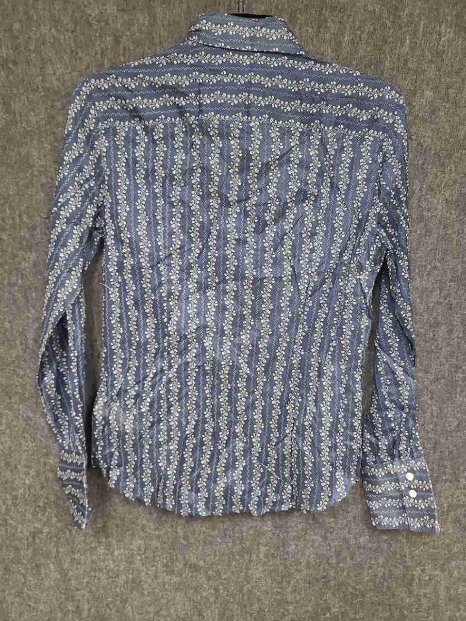 J. Crew Women's Blue Floral Vertical Stripe Button Down Shirt NWT Sz 4
