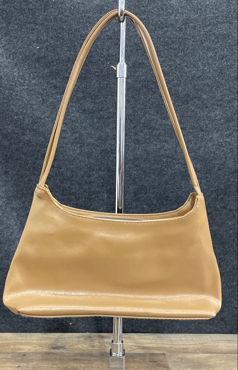 Unbranded Vintage 90s Tan Brown Faux Leather Baguette Shoulder Bag