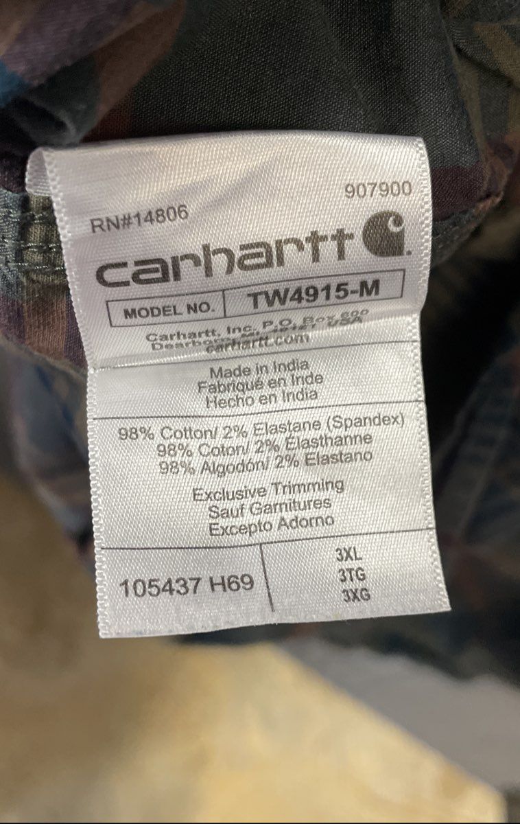 Carhartt Men's Green Plaid Rugged Flex Relaxed Fit Long Sleeve Shirt Sz 3XL