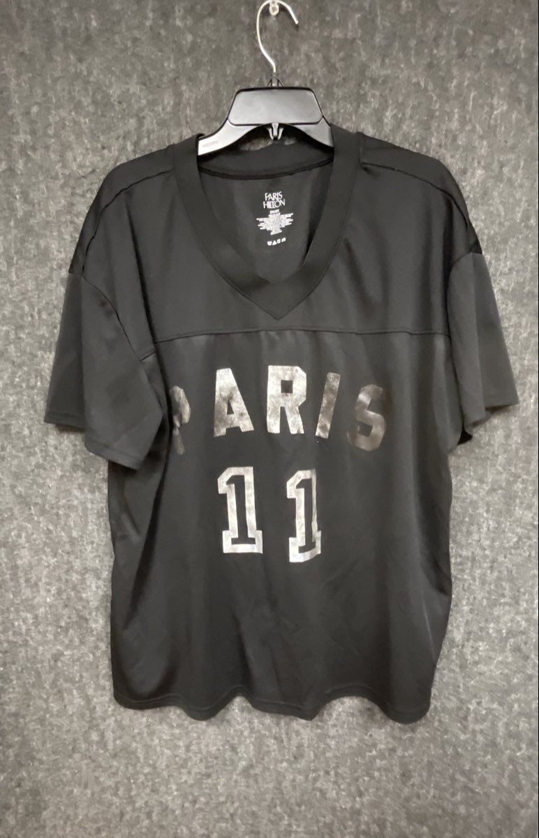 Paris Hilton Women's Black Paris 11 Graphic Jersey Shirt Sz 2X