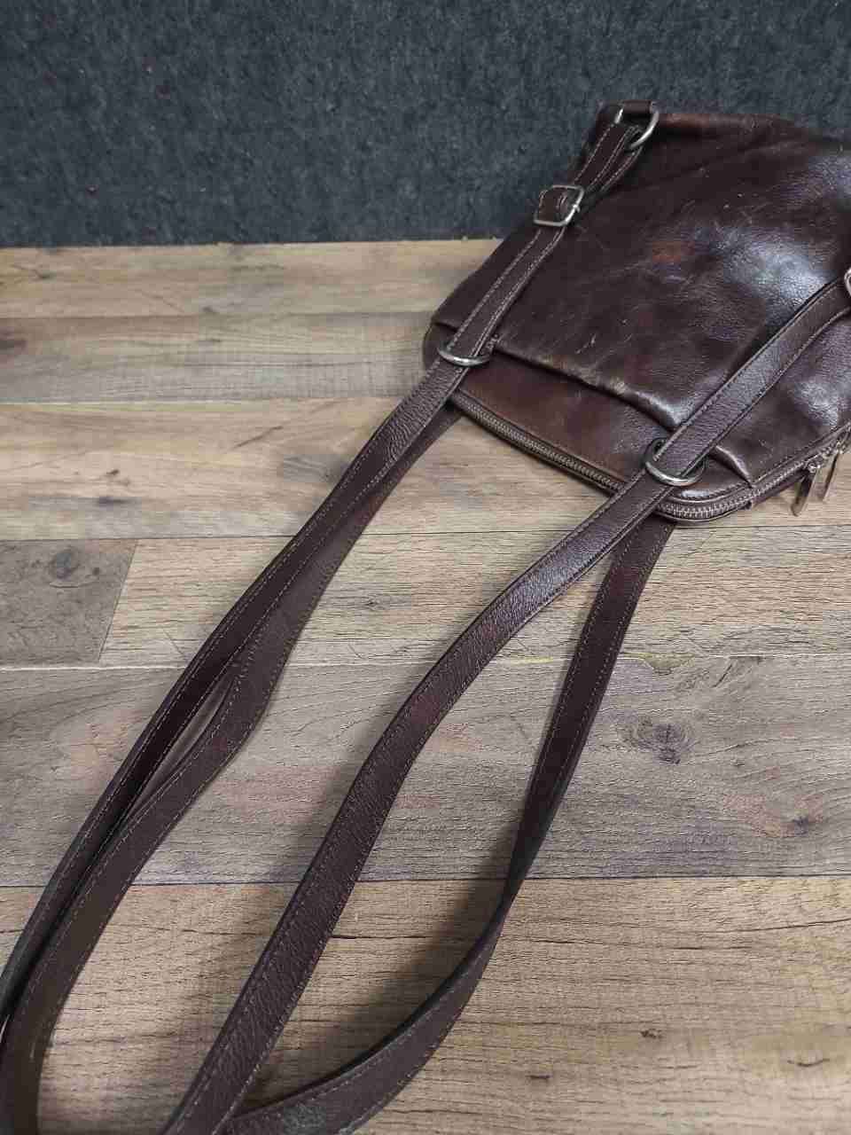 Valentina Brown Italian Leather Convertible Backpack Shoulder Crossbody Bag
