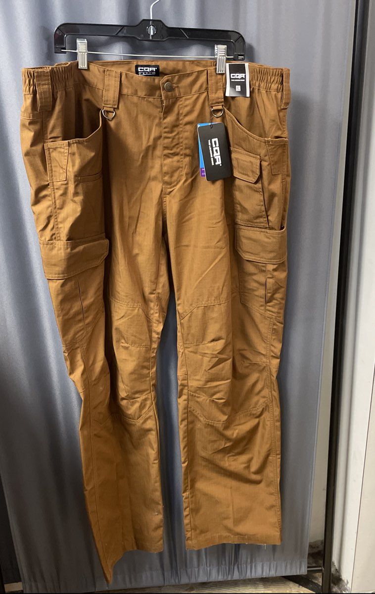 CQR Men's Tactical Tech Pants Copper Brown Ripstop Cargo Combat NWT Sz 42x32