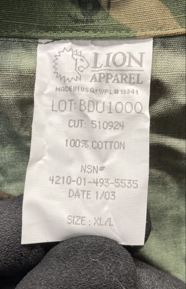 Lion Apparel Men's Vintage Woodland Camo BDU 1000 Field Shirt Jacket USA Sz XL/L