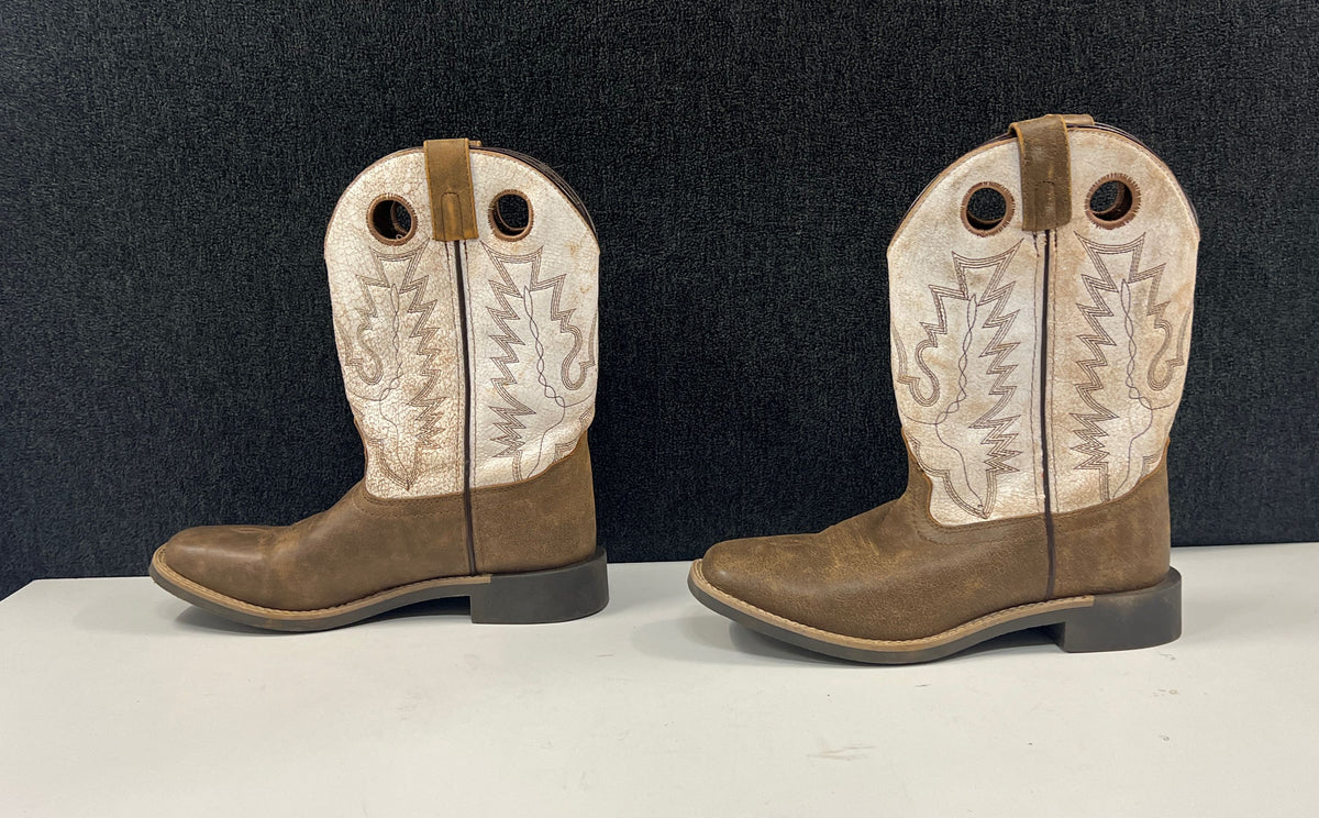 Cody James 43108 Brown Cream Square Toe Western Cowboy Boots Youth Size 5D
