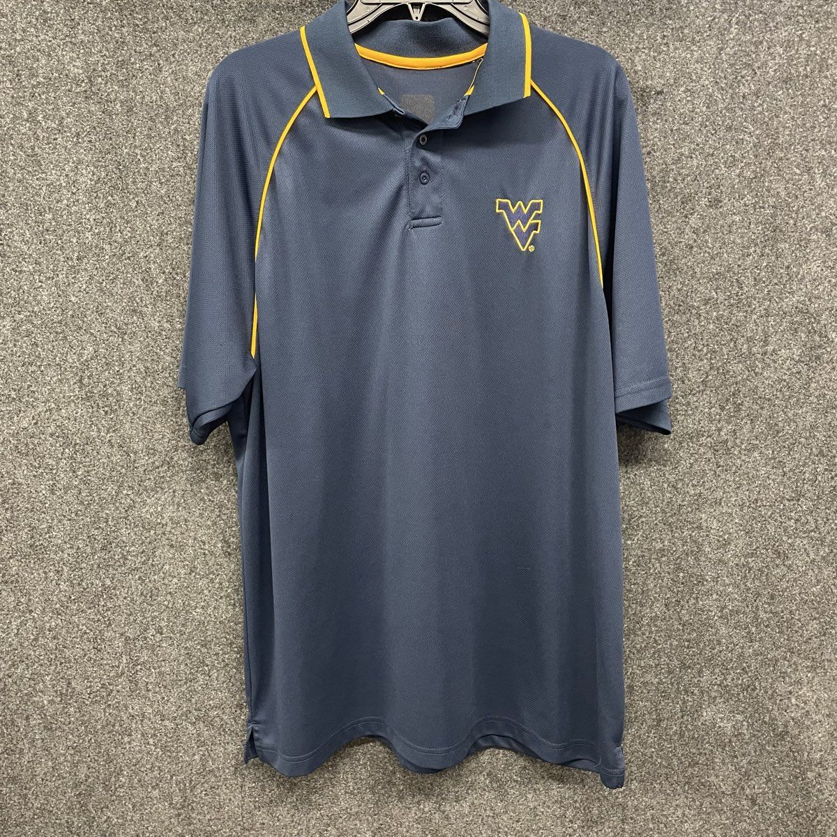 Pro Edge Men's West Virginia Mountaineers Polo Shirt Navy Blue Logo Sz 3XL