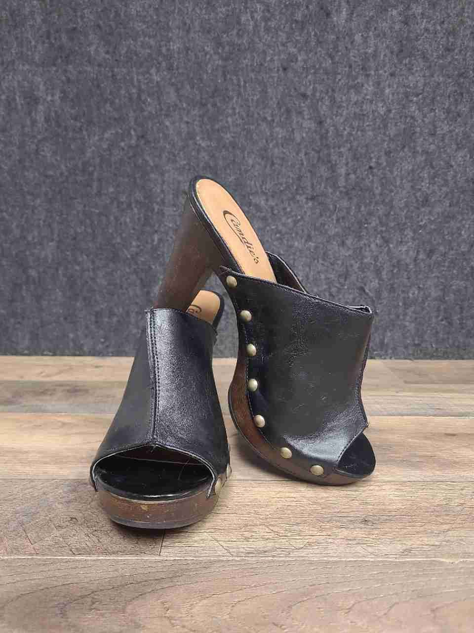 Candie's Kort Black Studded Platform Mules Clogs Women's Size 8
