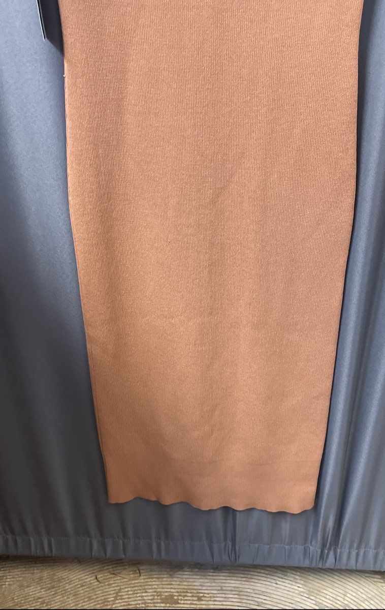 New York & Company Women's Mocha Knit Mesh Yoke Mock Neck Dress Sz M NWT