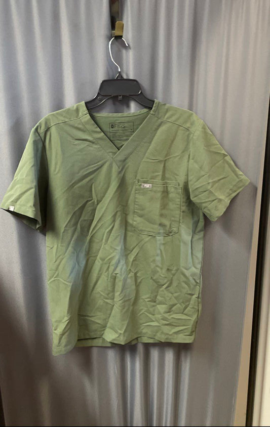 FIGS Men's Leon Technical Collection V-Neck Scrub Top Green Size M