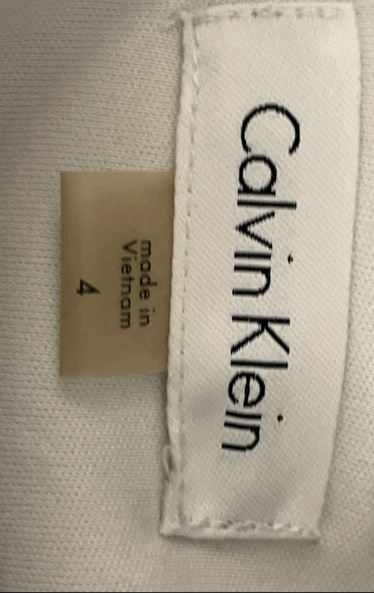Calvin Klein Women's White Blue Black Colorblock Sheath Dress Sleeveless Sz 4