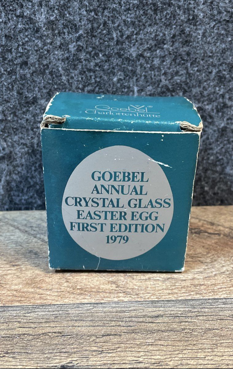 Goebel 1979 Annual Crystal Easter Egg First Edition Lot 2 Frosted & Chrome Glass
